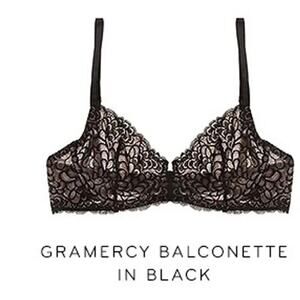 True and CO Women’s Gramercy Balconette Black Lace Underwire Lingerie Bra NWT